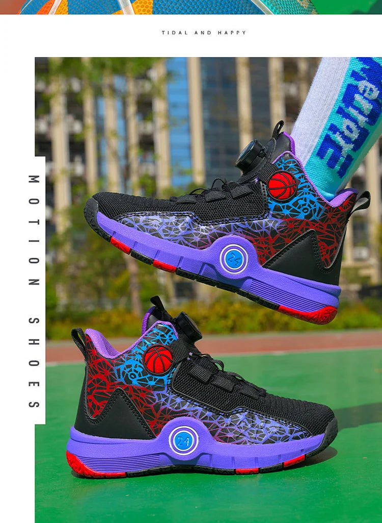 Children Basketball Shoes Original Design 2024 New Indoor Field Training Sports Shoes Comfortable Boy Basketball Shoes for Kids