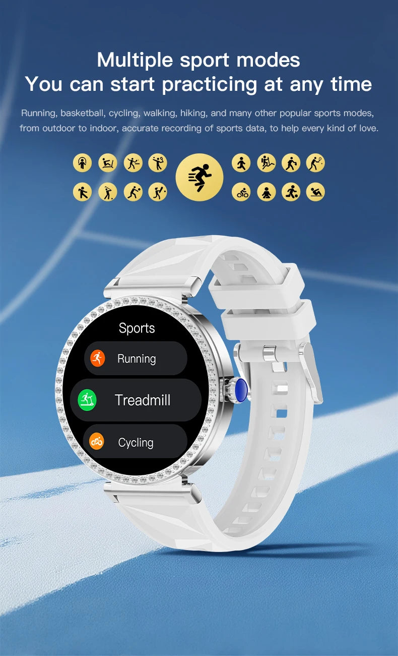 New Luxury Diamond Smart Watch Women Bluetooth Call Smartwatch Heart Rate Health Monitor Smartwatches Waterproof Bracelet Ladies