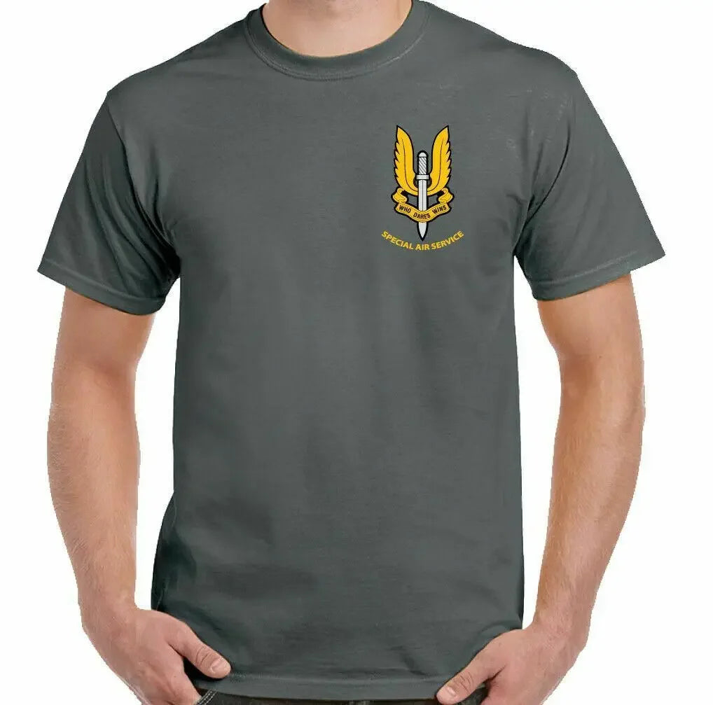 Mens SAS T-Shirt Special Air Service British Forces Elite He Who Dares Wins Men T-Shirts