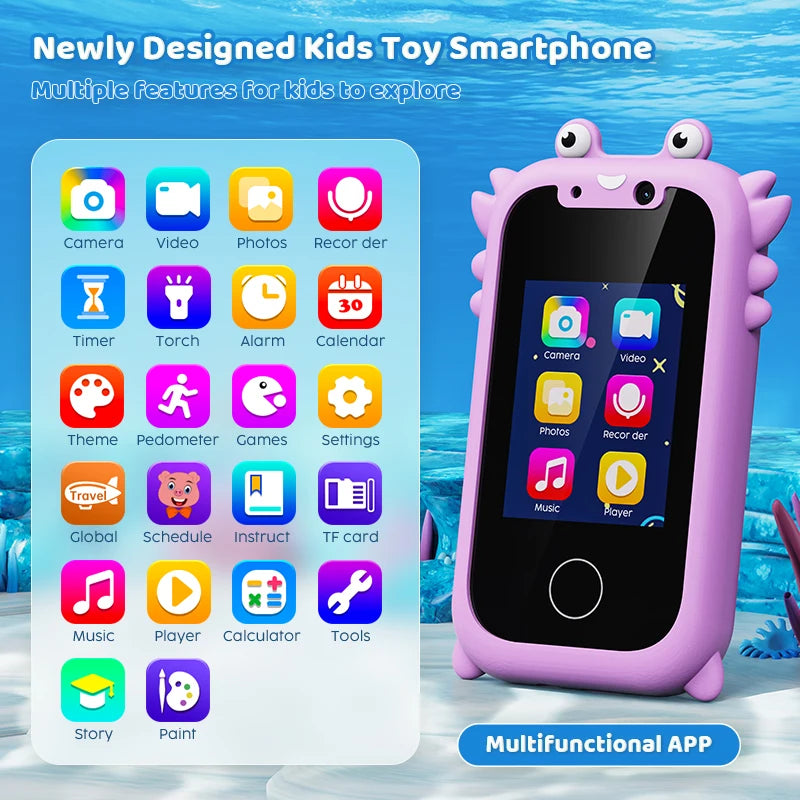 Kids Smart Phone Toys for Girls Christmas Gifts Touchscreen Toddler Learning Cell Toy Phone with Dual Camera Game Music Player