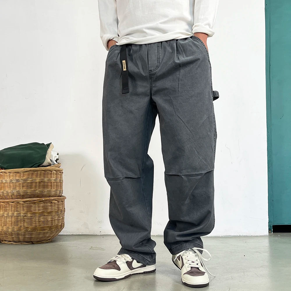 American High Quality Vintage Plus Size Cargo Men Pants Streetwear Baggy Casual Pants Harajuku Trend Straight-Leg Trousers Male