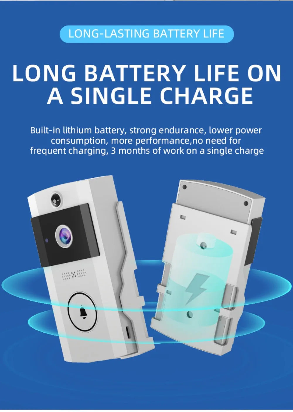 Waterproof Visual Intercom Doorbell Solar Power Wireless Front Door Camera HD Home Security Video Doorbell Outdoor Surveillance