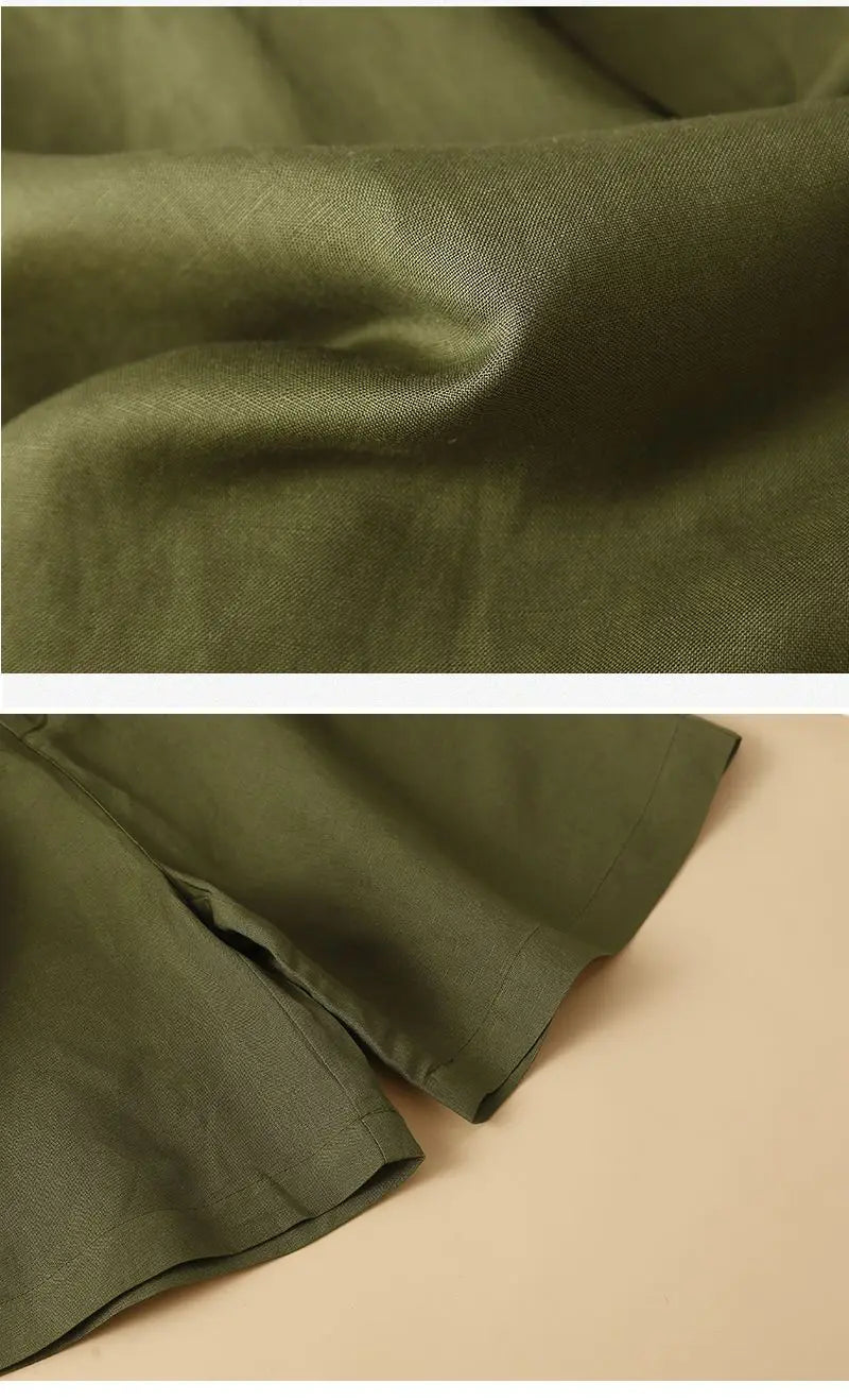 Women's Shorts Cotton Linen High Waisted Short Pants Casual Loose Solid Purple Button Summer Shorts for Women