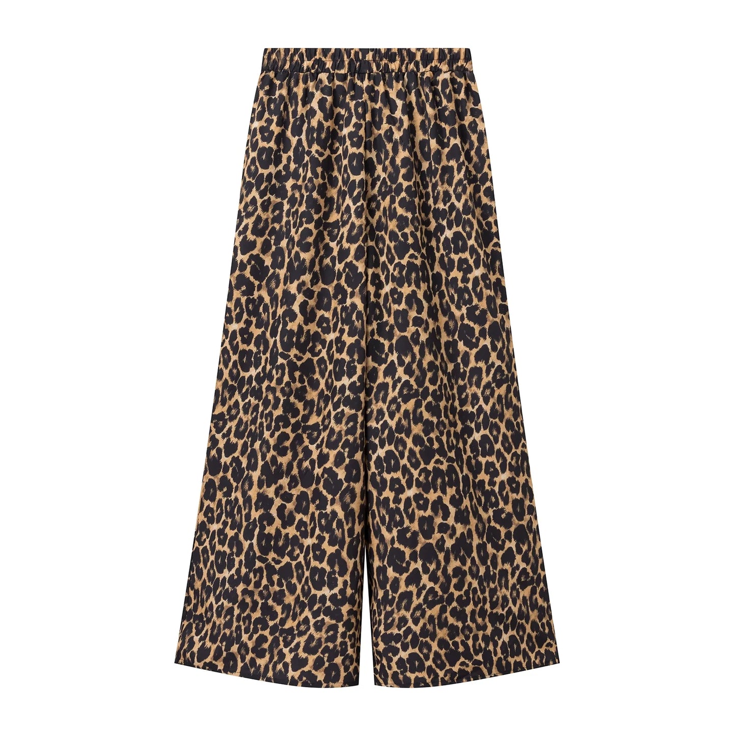 Women Summer New Women's Fashion Versatile Animal Print Elastic Waist Drop Mid Waist Wide Leg Pants
