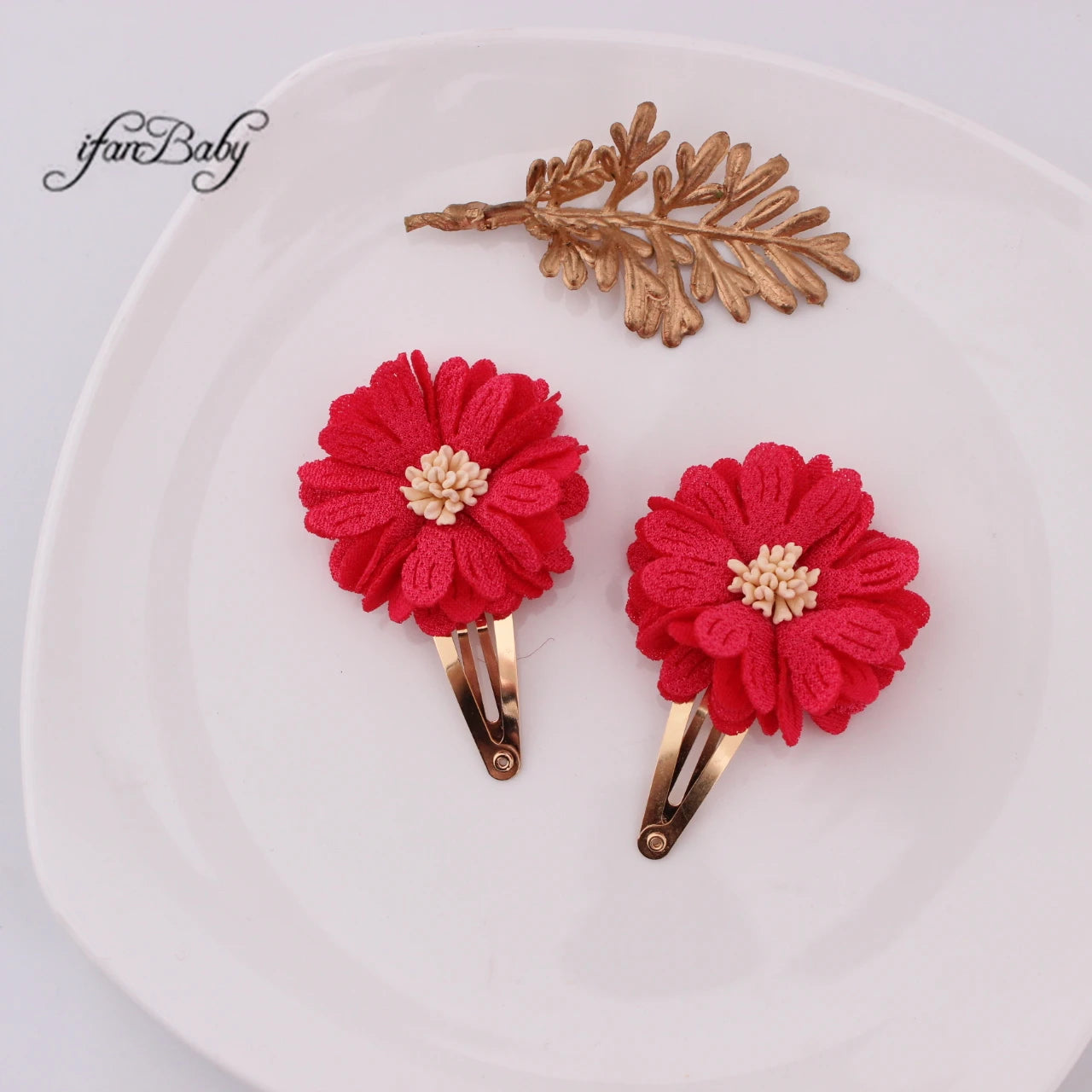 Fashion Flower BB Hair Clips Pin Headwear For Baby Kids Girl Hair Accessories 2 PCS/SET