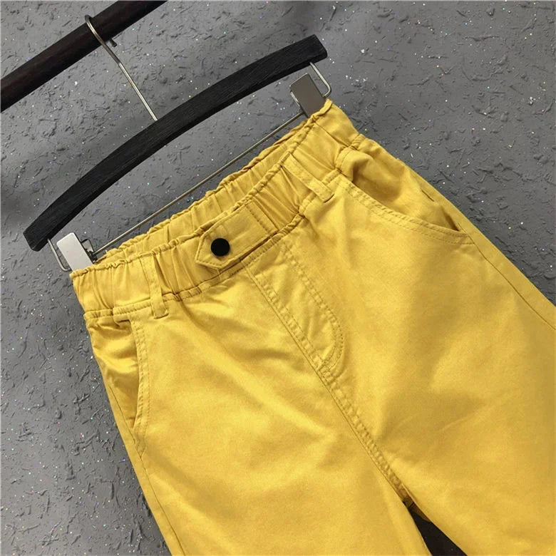 Woman Jeans Pants Denim Cropped Women's Autumn Casual Pants Elastic Waist Loose Feet Pantalones Vaqueros Mujer