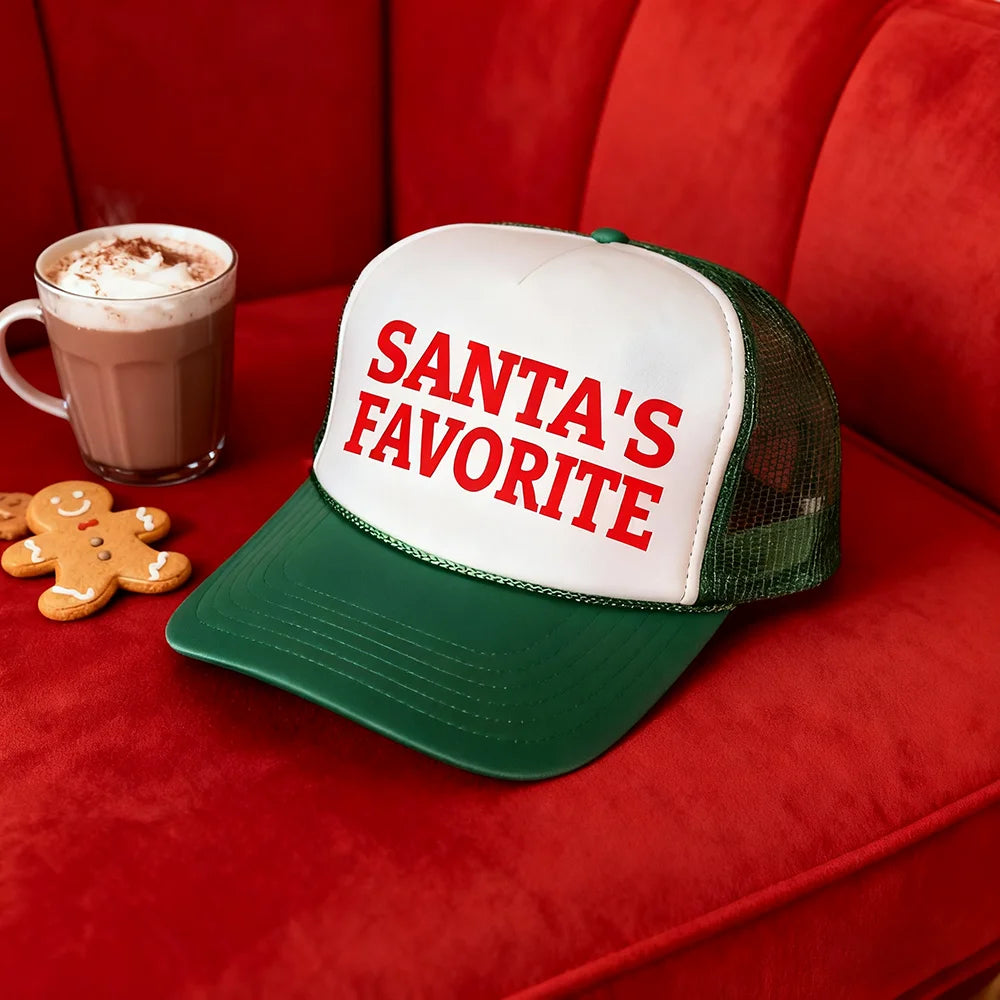 Santa's Favorite Christmas Trucker Hat Santa Claus Adult Gift Winter Holiday Fun Accessories Christmas Daily Supplies New Year