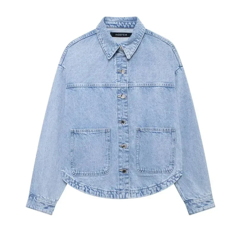 Denim Jackets Women Summer 2024 Elegant and Pretty Women's Coats Ladies Fashion Urban Coats Y2k Solid Lady Jackets