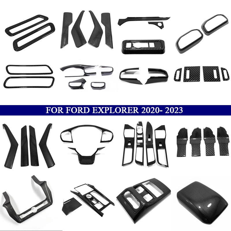 Car Accessories for Ford Explorer 2020 2021 2022 2023 ABS Carbon Fiber Interior Kit  Dashboard Console Decoration Cover Trim