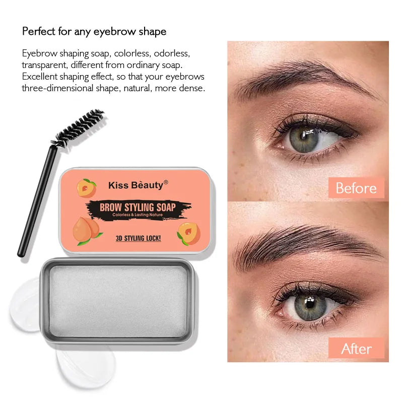 Colorless transparent eyebrow cream styling soap for refreshing and long-lasting natural eyebrow styling with eyebrow brush