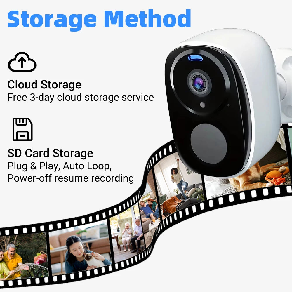 2K 5MP 4G Solar Security Camera Wireless Outdoor Color Night Vision PIR Motion Waterproof Solar/Battery Powered No WiFi Needed