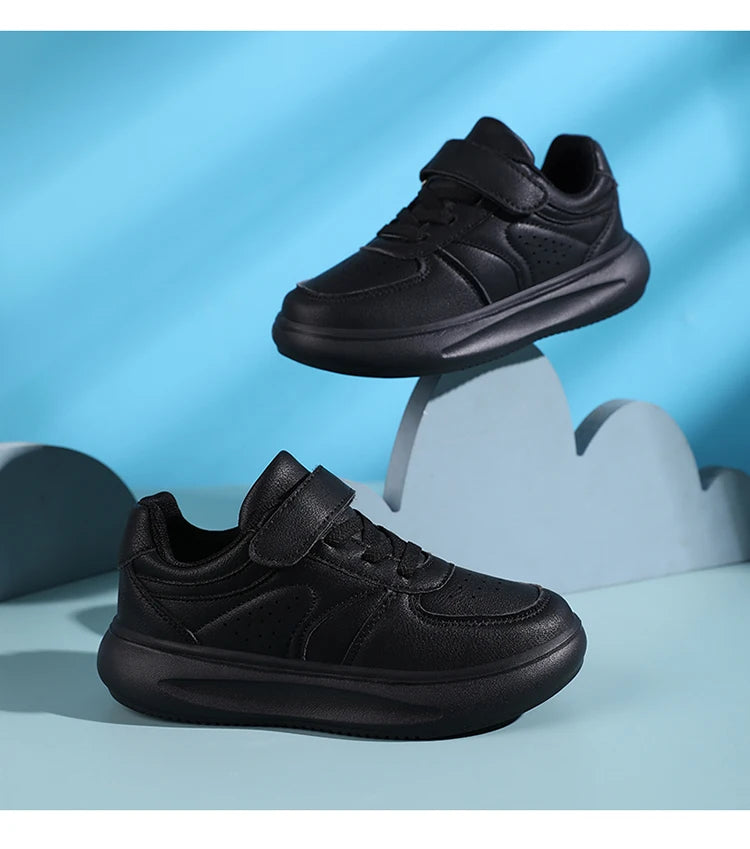 7-13 Boys Shoes Sneakers Fashion Leather Children Comfortable Black White Shoes for Kids Girls School Walking Footwear Non Slip
