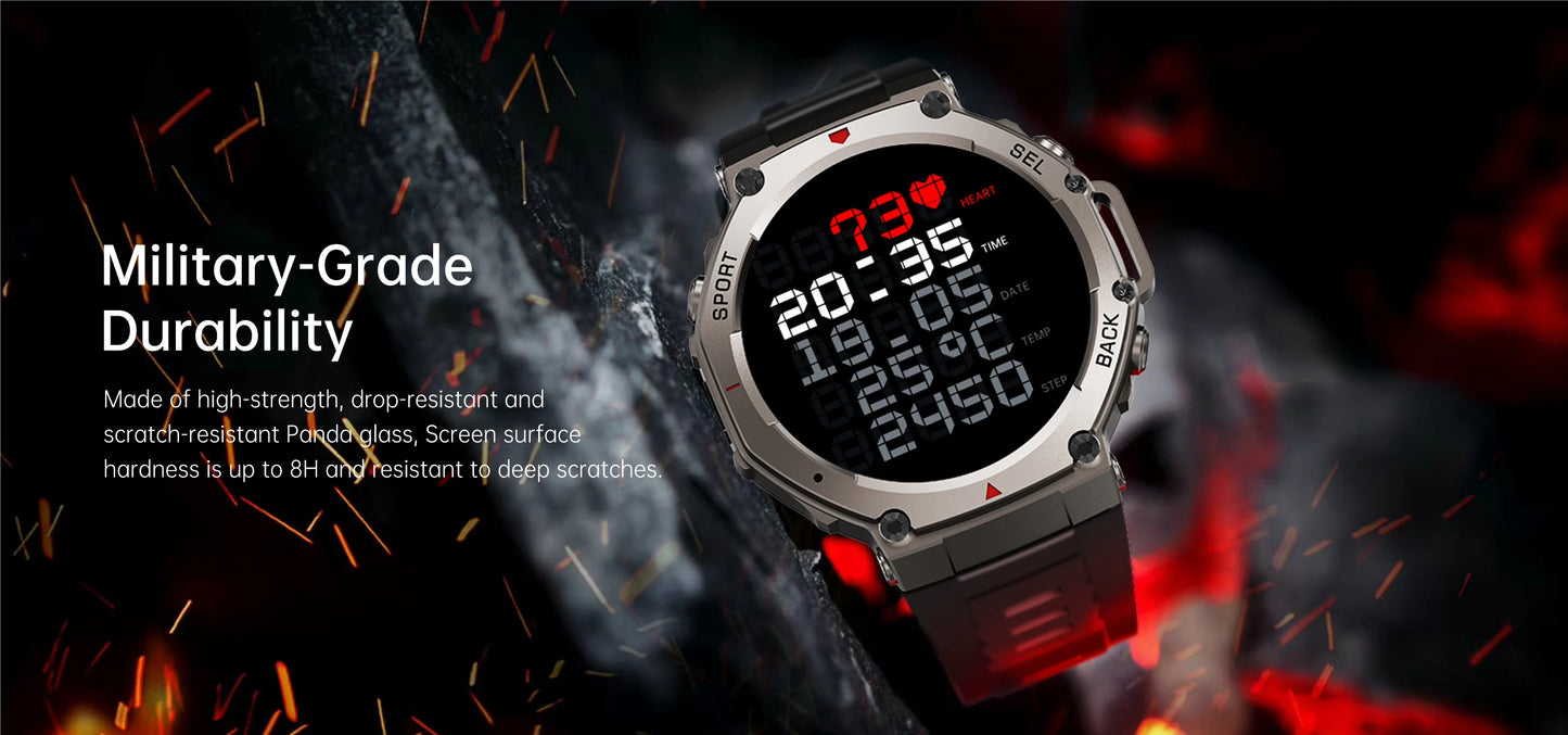 T-Rex 3 Military Grade 500mAh Battery Smart Watch 10ATM Waterproof GPS Compass Altimeter Call AMOLED Men Swim Sports Smartwatch