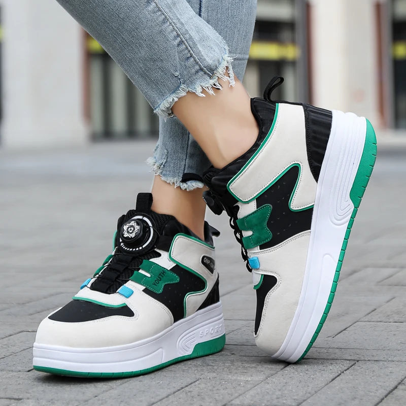 Sneakers for Kids Boys Girls 2Wheels Roller Skate Children Shoes Sports Running Adult Casual Women Tennis Outdoor Size 31-42