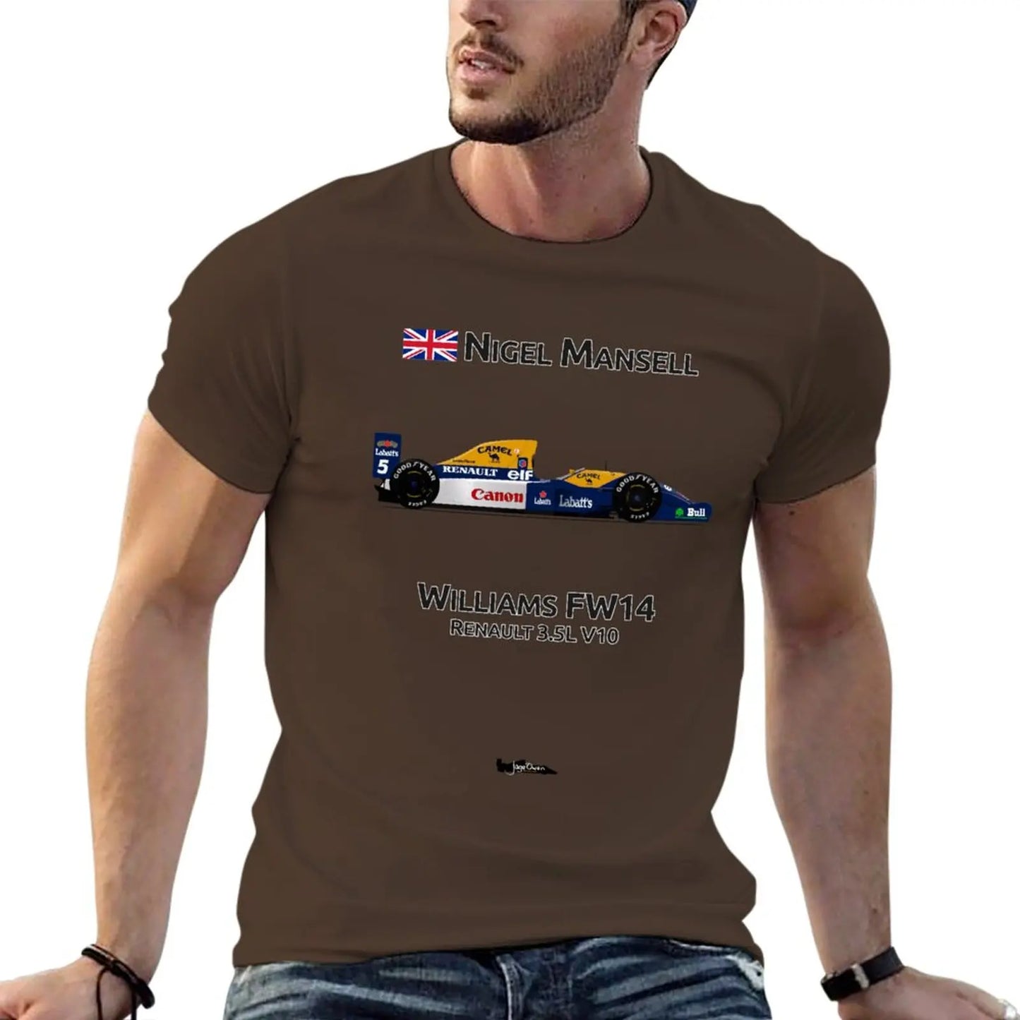 Nigel Mansell - Williams FW14 T-Shirt heavyweight t shirts oversized t shirt big and tall t shirts for men