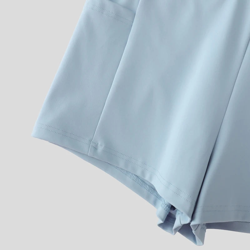 INCERUN Men Shorts Solid Color Elastic Waist Joggers Quick-dry Men Bottoms Streetwear Summer Workout 2025 Casual Male Shorts