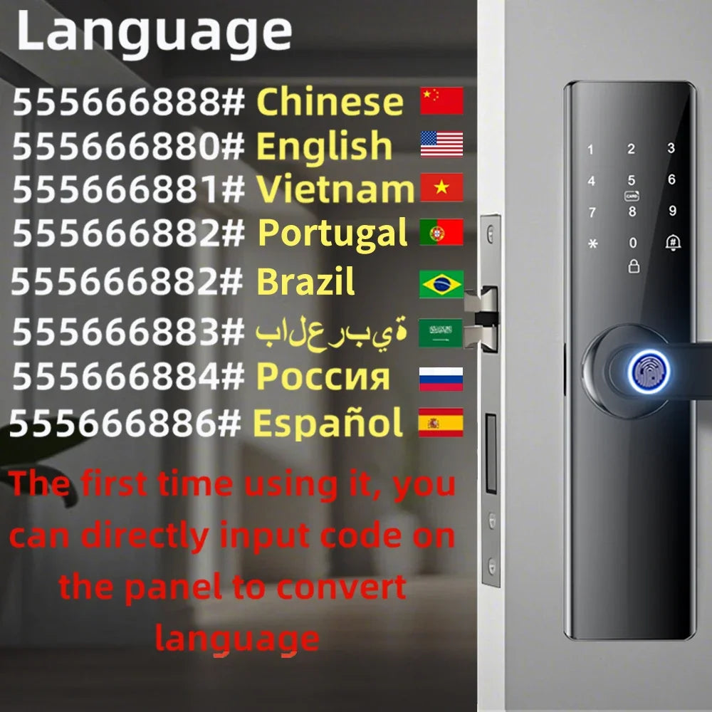 Smart electronic door locks Fingerprint biometrics Smartlock Application control Smart card key entry and USB emergency charging