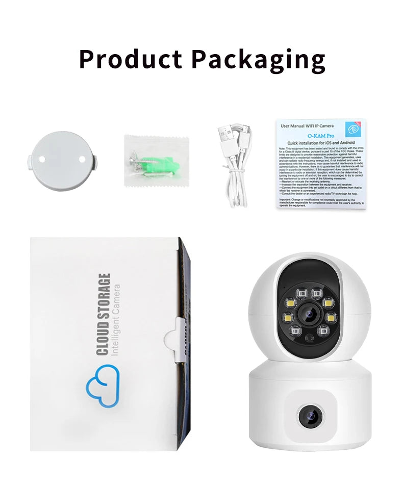 Home Security Camera 1080P Dual Lens WiFi Indoor Outdoor Night Vision Motion Detection Two Way Audio Waterproof Cloud Storage