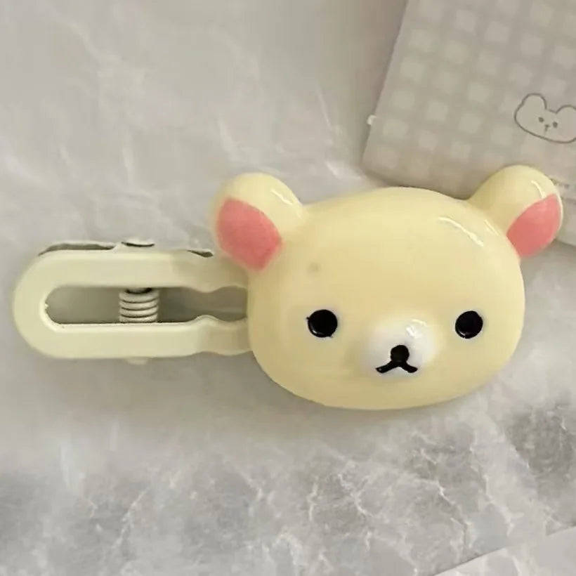 Rilakkuma Hair Clips for Girls Kawaii Relax Bear Hairpin Women Bangs Bobby Pin Fashion Duckbill Clip Kids Hairs Ornaments Gift