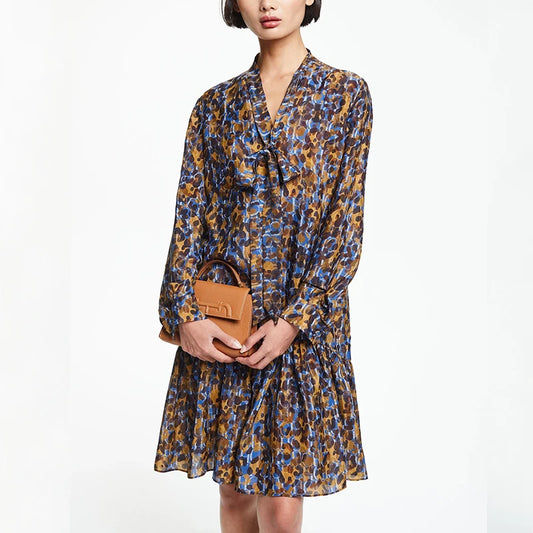 Women's Dress New Popular Fashion Party Long Sleeved Shirt Female Dress Layered Skirt Hem Design Leisure Office Ladies Dress