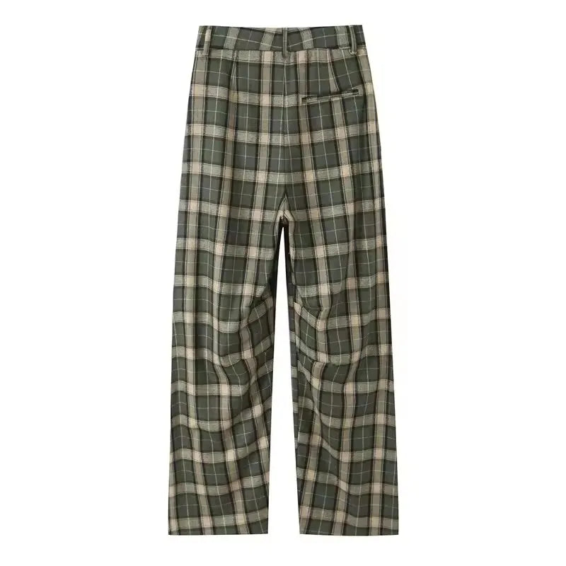 Women's Pants 2025 Autumn New Style Chic Fashion Plaid Wide-Leg Pants For Women Casual Fashion Street Casual Trousers
