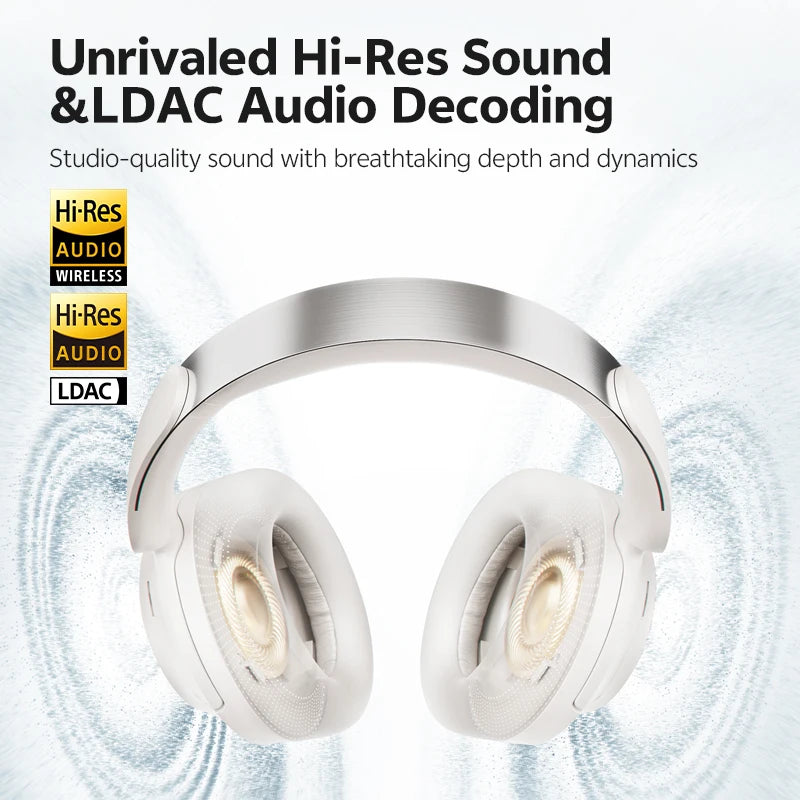 QCY H3S Wireless Headphones Bluetooth 6.0 Noise Canceling -56dB Over Ear Earphone Hi-Res Spatial Audio Dual Driver Headset 102H