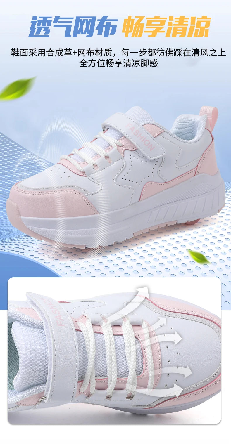 Kids Roller Skate Shoes Fashion Casual Sports Children 4-Wheels Sneakers for Boys and Girls Gift Nice Footwear