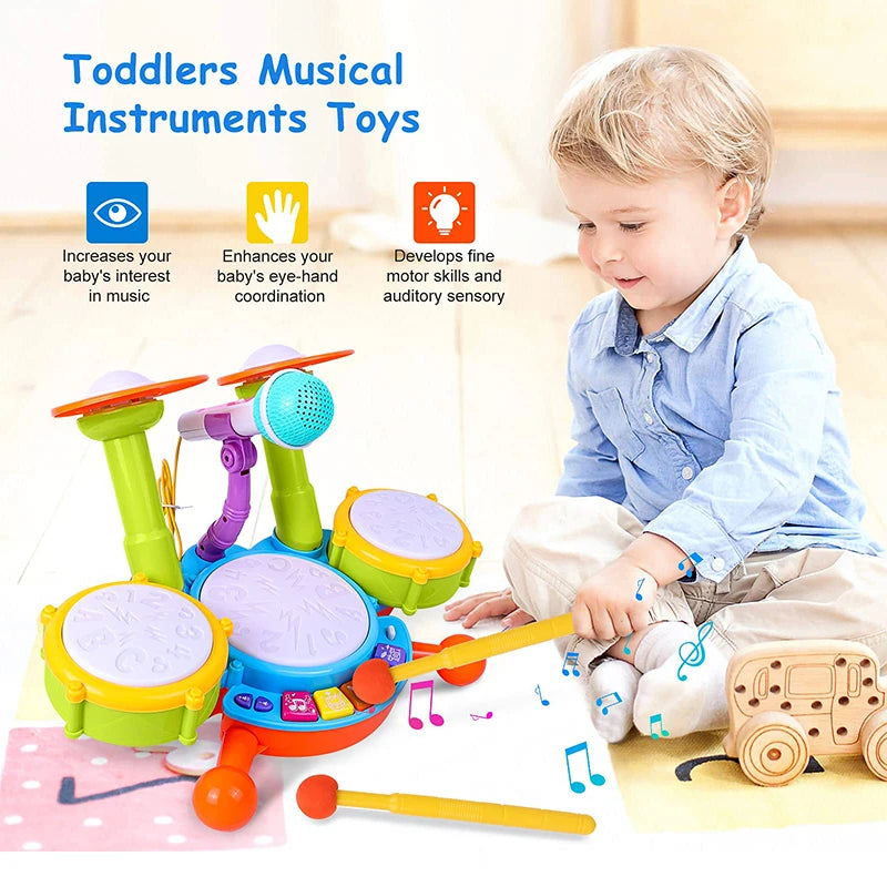 Kids Jazz Drum Musical Toys Set Toddler Baby Percussion Drum Instruments Montessori Toys for Toddlers Early Educational Toy Gift