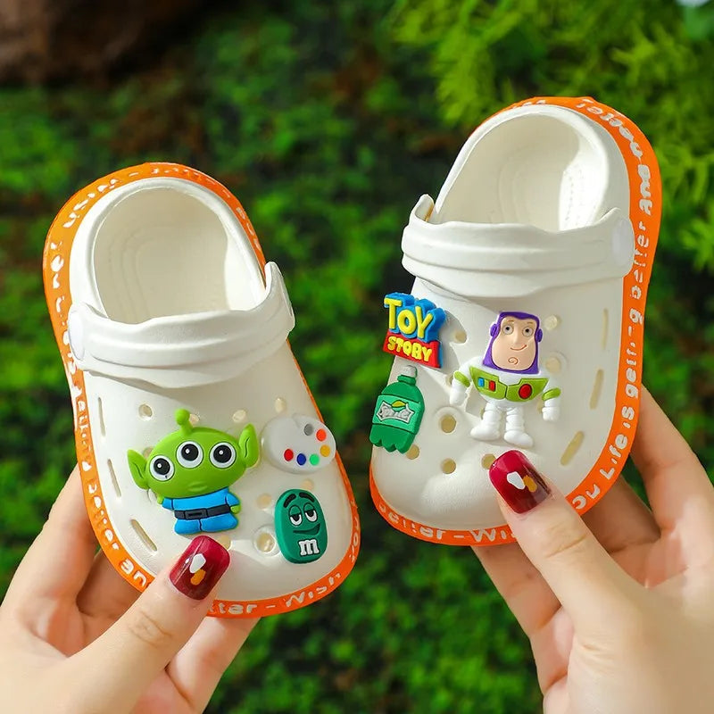 Summer Children Sandals Baby Boy Girl Cartoon Toy Story Buzz Lightyear Print Kids Slipper Indoor Non-slip Soft Beach Shoes 18-29