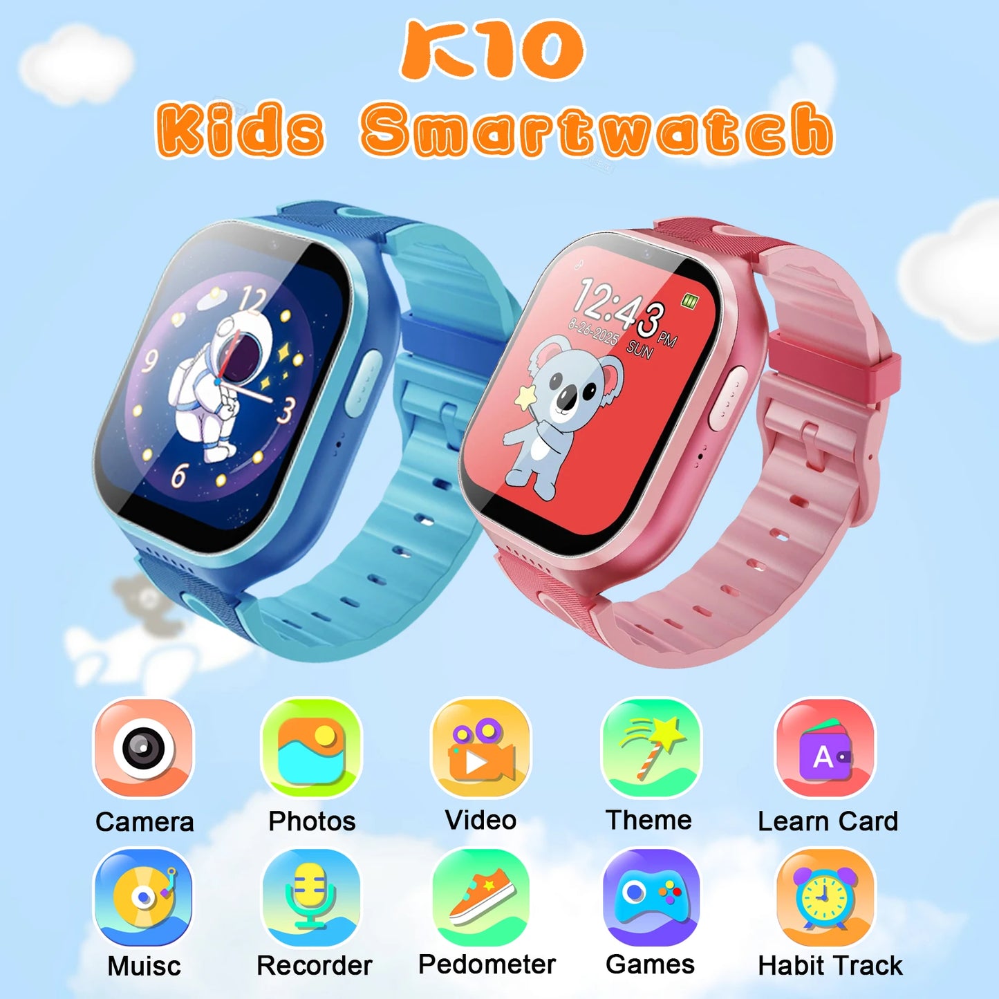 Kids Smart Watch 14 Games Audio Books Flashlight Camera Music Control Alarm Clock Stopwatch For Boy Girl Best Gifts 2025