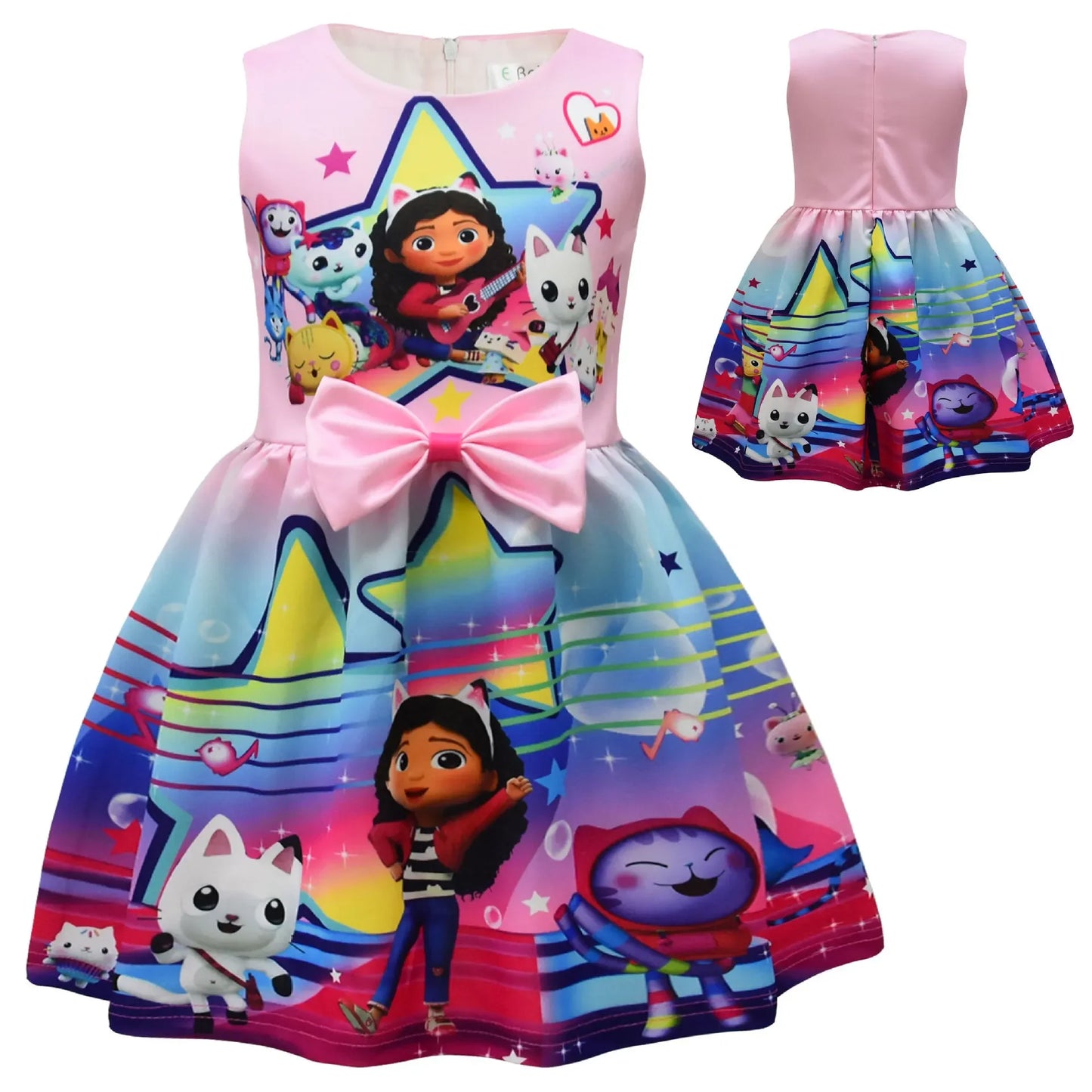 Gabby's Dollhouse Kids Clothes Summer Baby Girls Cute Princess Dress Cartoon Gabby Cats Toddler Girls Birthday Party Dresses