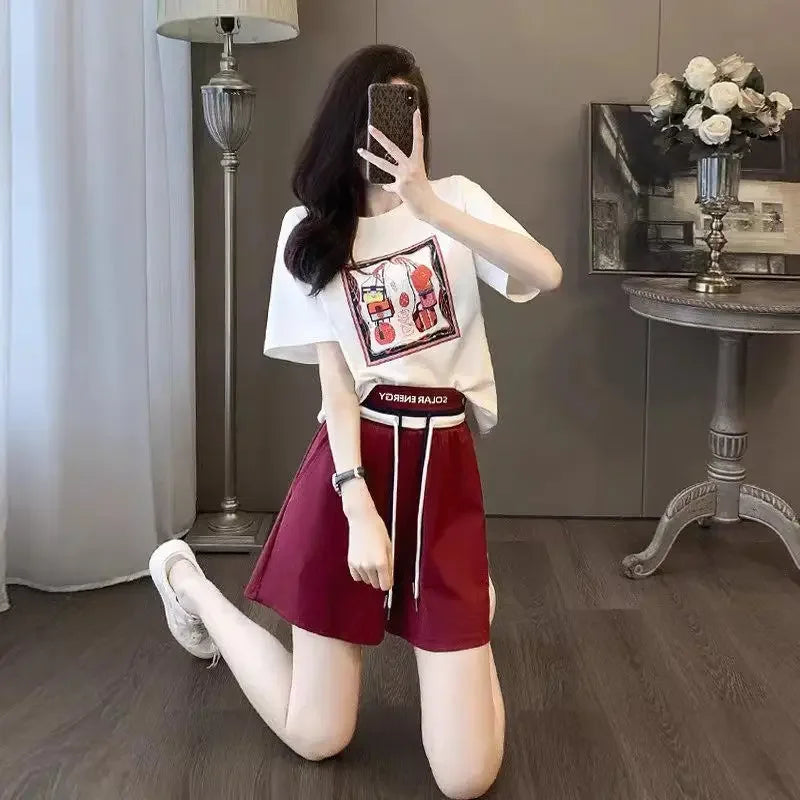 Woman Shorts Top and Bottom Short Sets for Women 2 Pieces Casual Two-piece Stylish Novelty In New Coordinated Matching Full Kit
