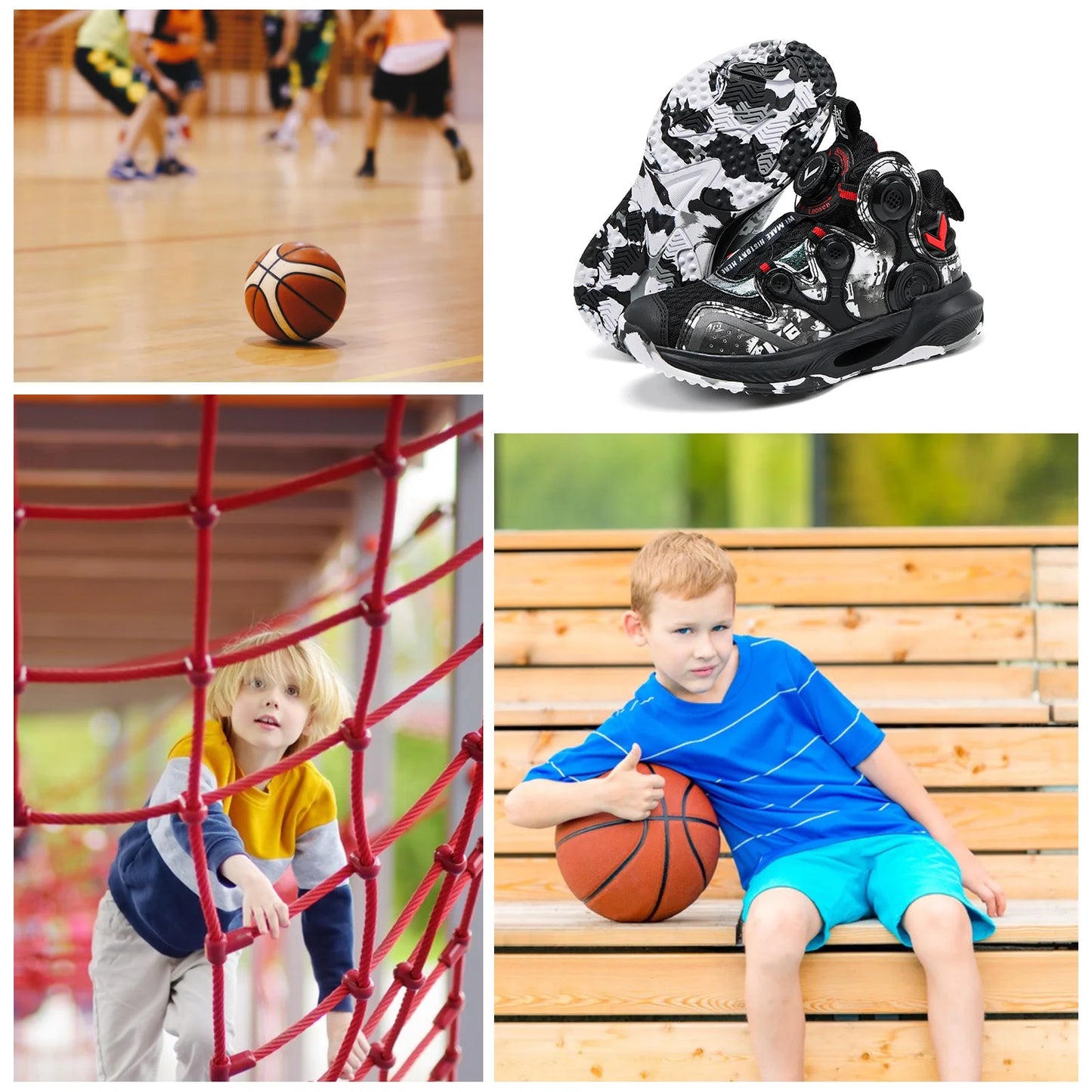 Kids Basketball Shoes Boys Air Cushion Sneakers Non-Slip Comfortable Outdoor Sports Shoes