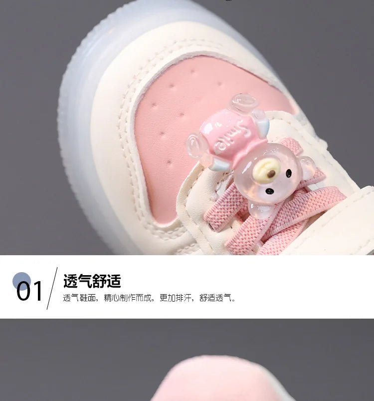 Shoes Children1-6Years Old2Girls Light Board Shoes2025Spring Kids' Leather Casual Shoes Soft Bottom Toddler Shoes