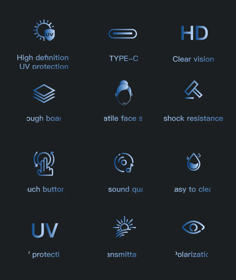 Smart F08 Sunglasses Glasses Bluetooth5.3 Outdoor Sports Headphones Waterproof Anti-UV Headset For Men Women