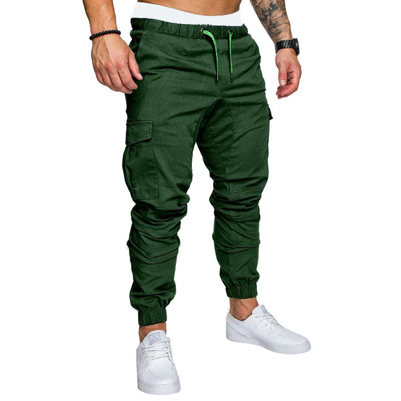 2025 New Male Trousers Mens Joggers Solid Multi-pocket Pants Sweatpants Men Pants Hip Hop Harem Joggers Pants Running men's gym