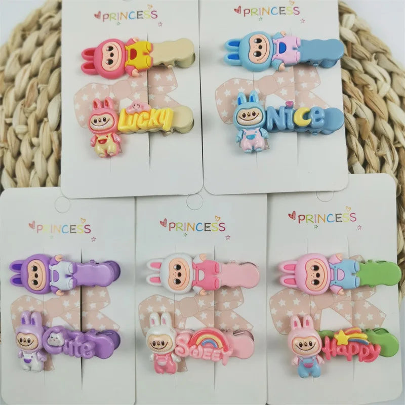 10pcs Children's Hair Clips for Girls Anime Cartoon Hair Accessories Kawaii Ponytail Clips Friends for Gifts