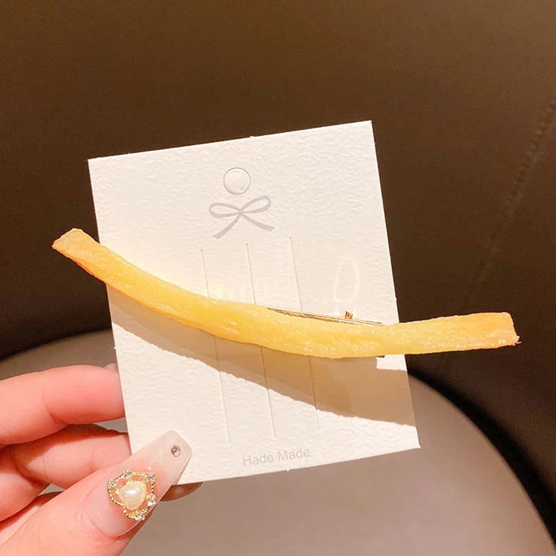 Simulated French Fries Small Hair Clips For Girls Metal Clip Hairpins Barrettes Imitation Food Hair Decor Jewelry For Women Gift