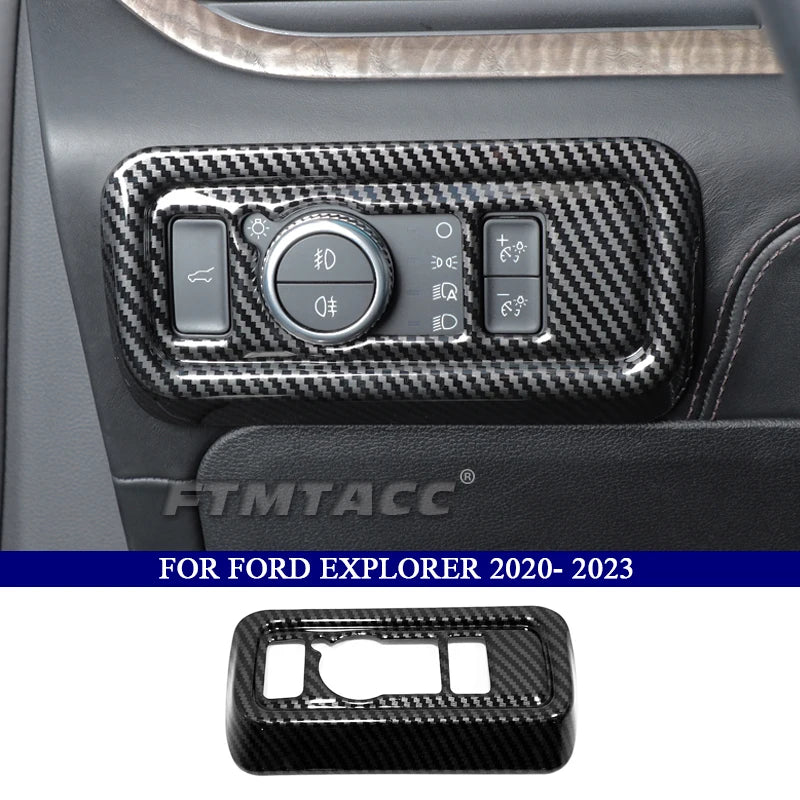 Car Accessories for Ford Explorer 2020 2021 2022 2023 ABS Carbon Fiber Interior Kit  Dashboard Console Decoration Cover Trim