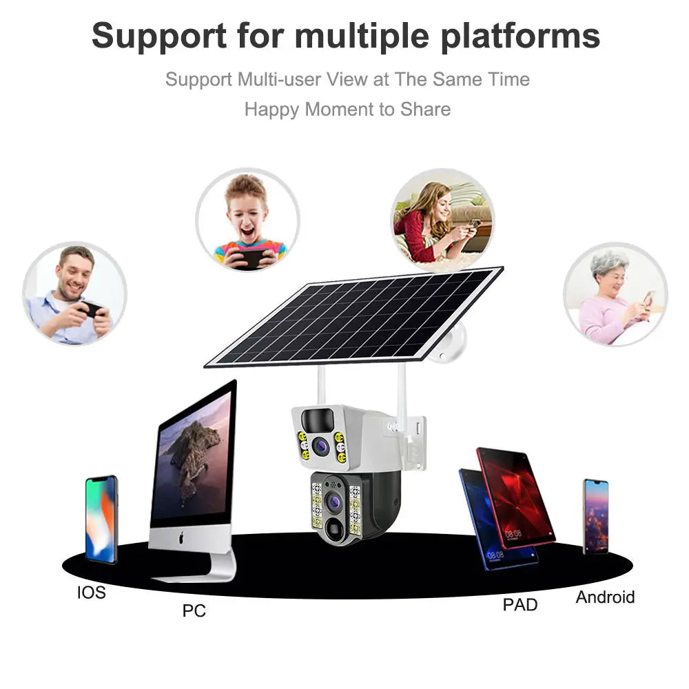 4K Solar Security Camera Outdoor Wireless 360° PTZ AI Human Detection IP66 Waterproof 8000mAh