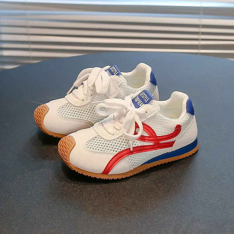 Children's Sneakers Four Seasons 3-18 Years Old Mesh Breathable Boys Girls Tennis Shoes Blue Hundred Non-slip Kids Single Shoes