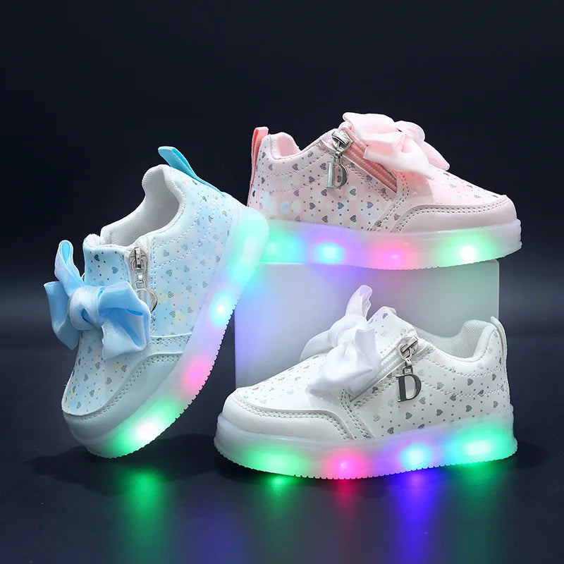 New Kids Shoes Autumn Retro Soft Girl Shoe Glowing Princess Delicate Child Shoes Casual Trend Versatile Designer Short Boot 2025