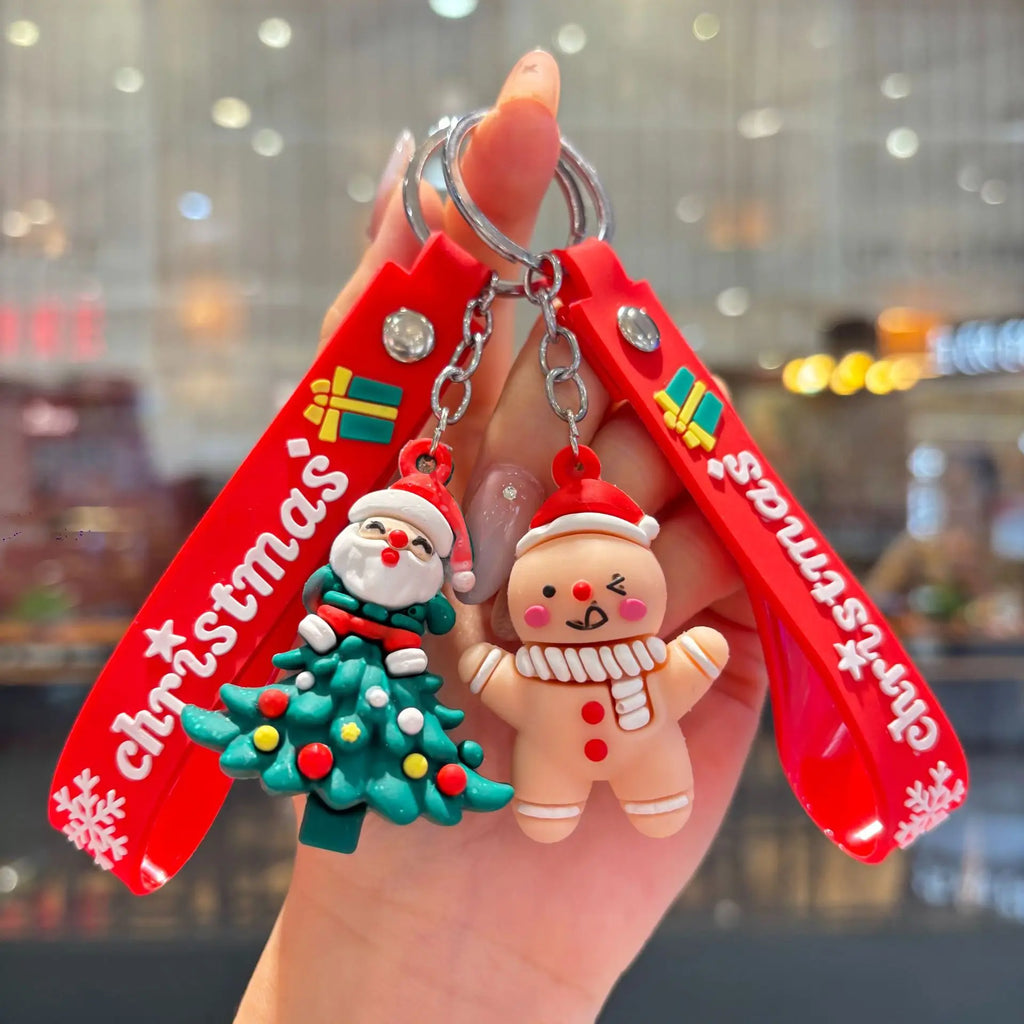Christmas Gift 2025 Cute Santa Keychain Cartoon Pendant for Bag Car Keys Decor Stocking Stuffer for Kids Children Daughter Son