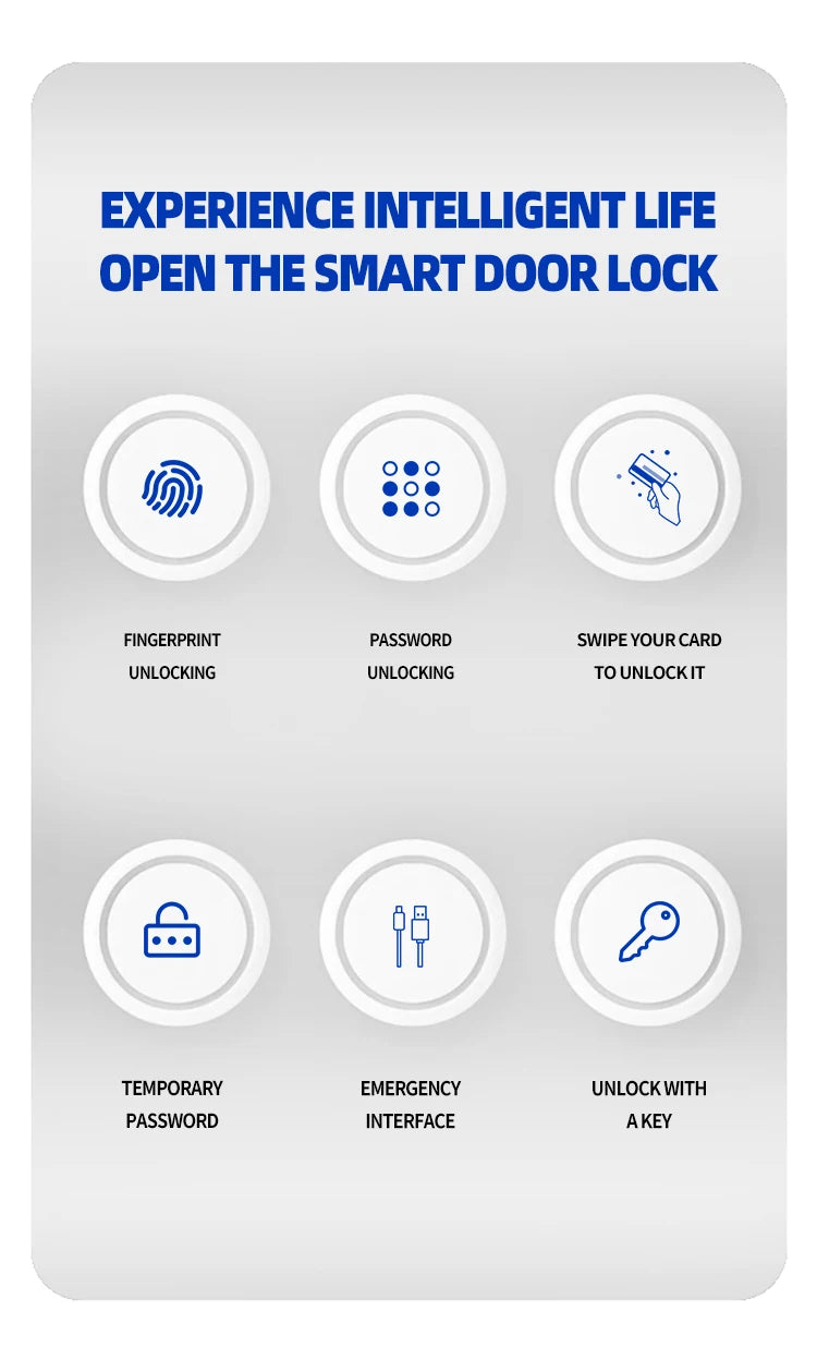 Smart TUYA Fingerprint Door Lock App Remote Control Keyless Bluetooth Digital Touchscreen Lock NFC Waterproof With Card And Key