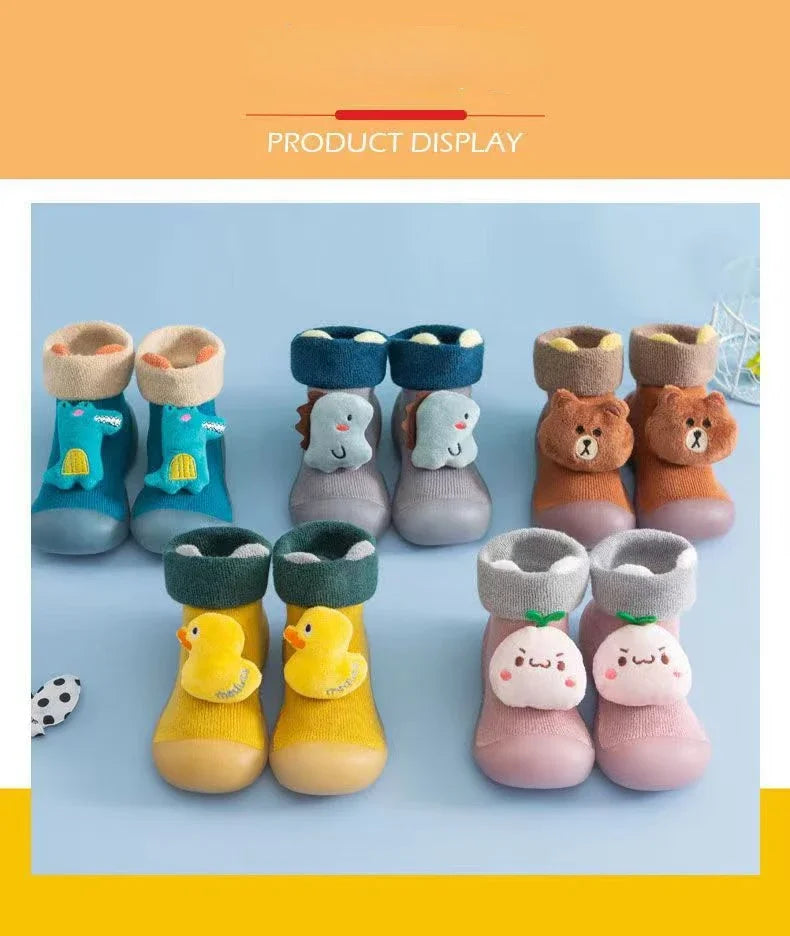 Baby Soft-soled Boys and Girls Walking Shoes Padded Non-slip High-top Fall and Winter Socks Shoes Floor Shoes 1-3 Years Old