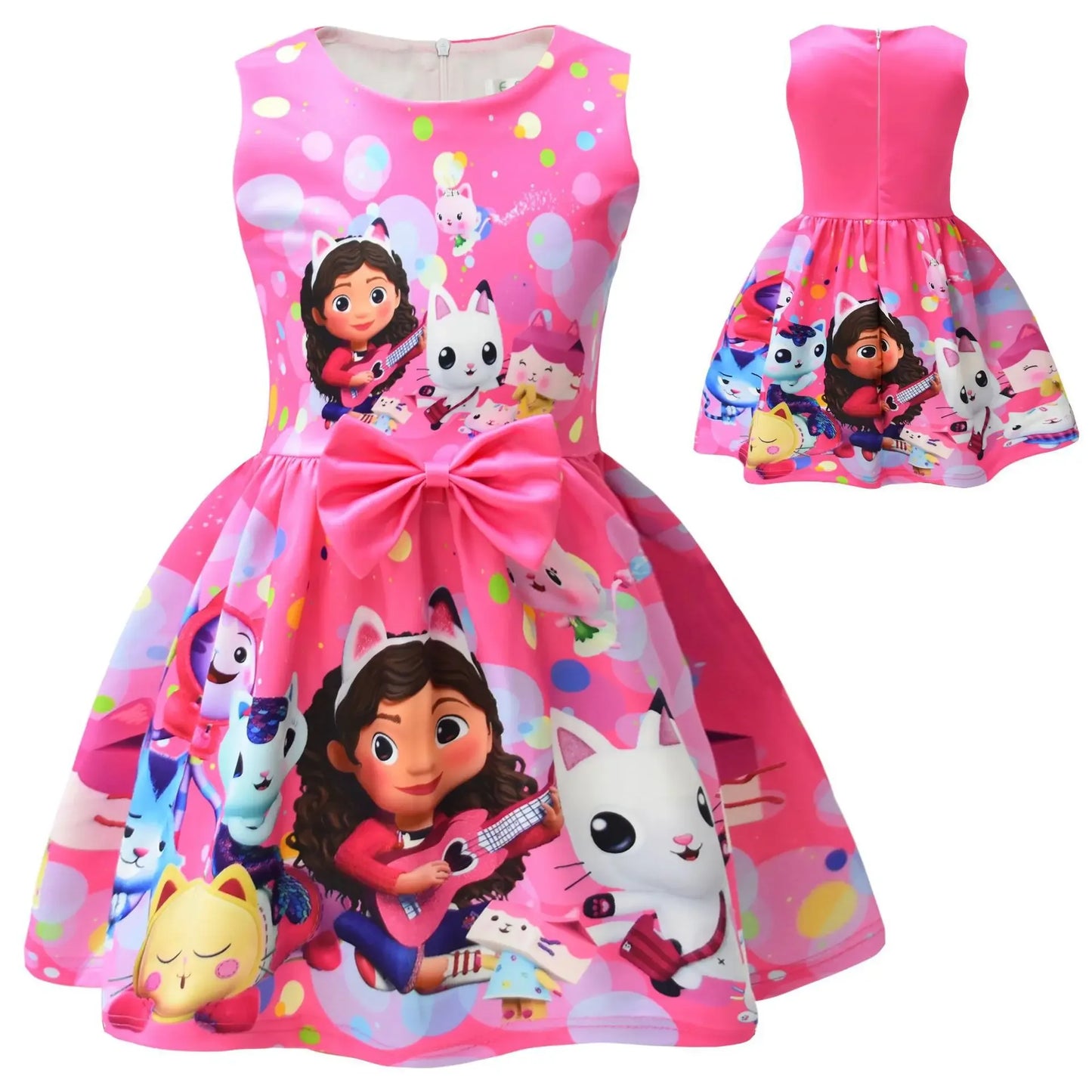 Gabby's Dollhouse Kids Clothes Summer Baby Girls Cute Princess Dress Cartoon Gabby Cats Toddler Girls Birthday Party Dresses