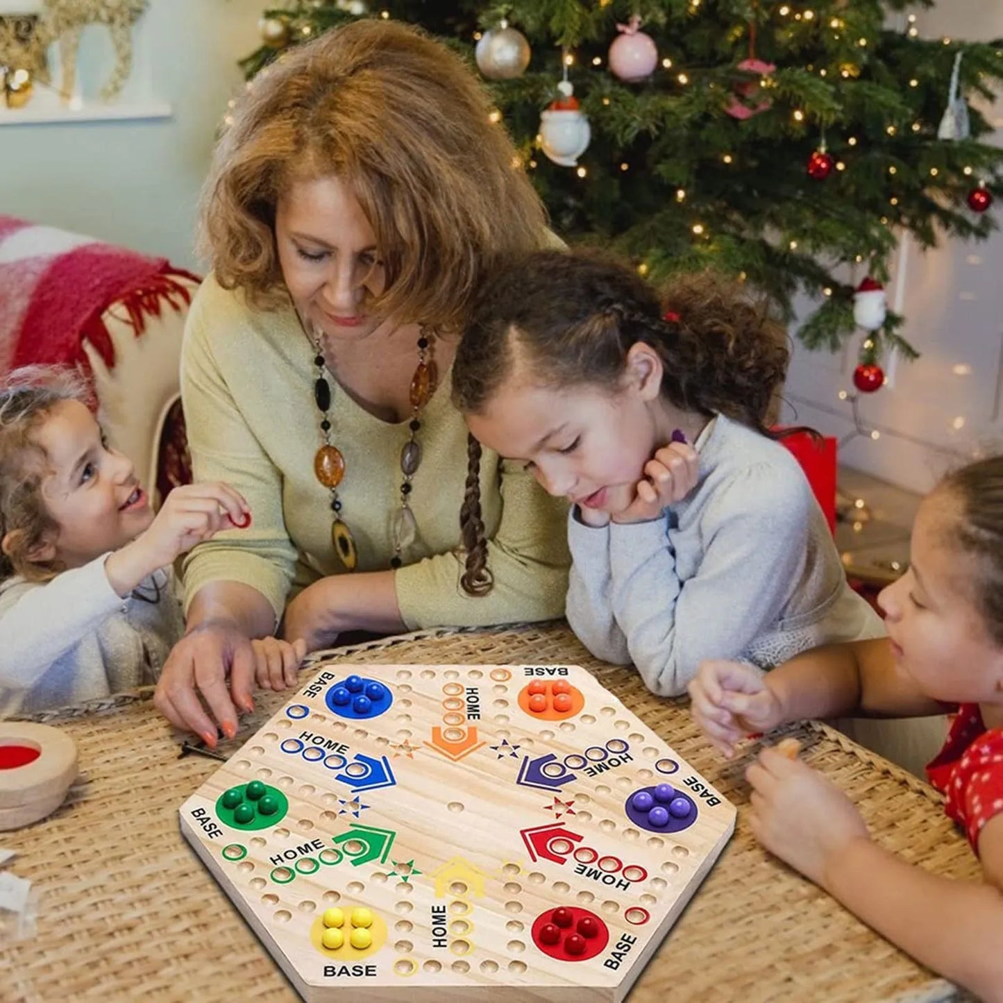 Wooden Board Game Toys 4-6 People Interactive Entertainment Toys Double-Sided Painted Toys Christmas Halloween Gifts For Kids