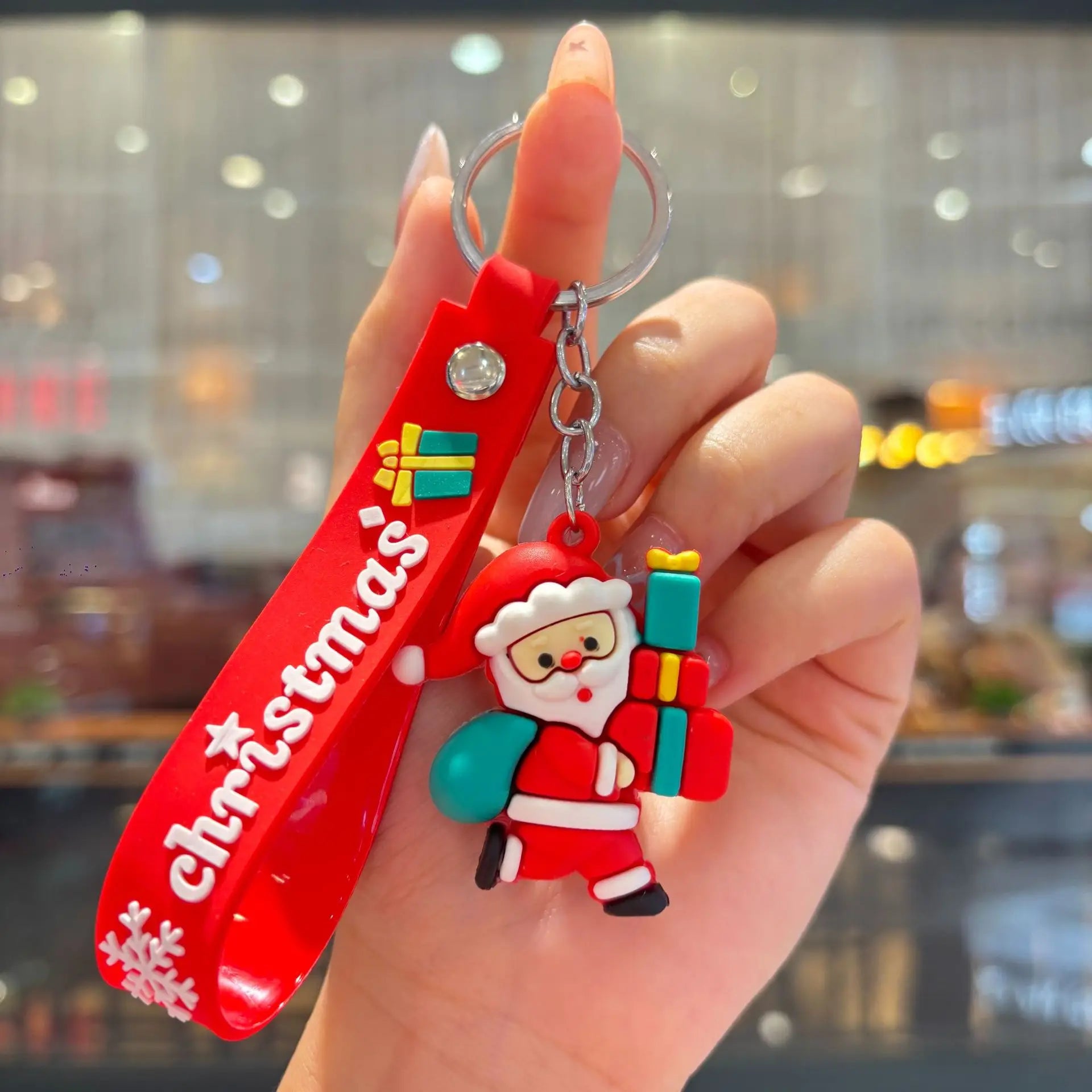 Christmas Gift 2025 Cute Santa Keychain Cartoon Pendant for Bag Car Keys Decor Stocking Stuffer for Kids Children Daughter Son