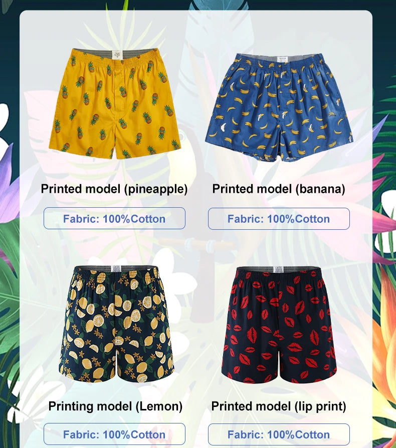 3PCS Men Shorts Boxers Mens Underwear Cotton Loose Shorts Male Plain Underwear Homewear Comfortable Boxer for Man Mens Panties