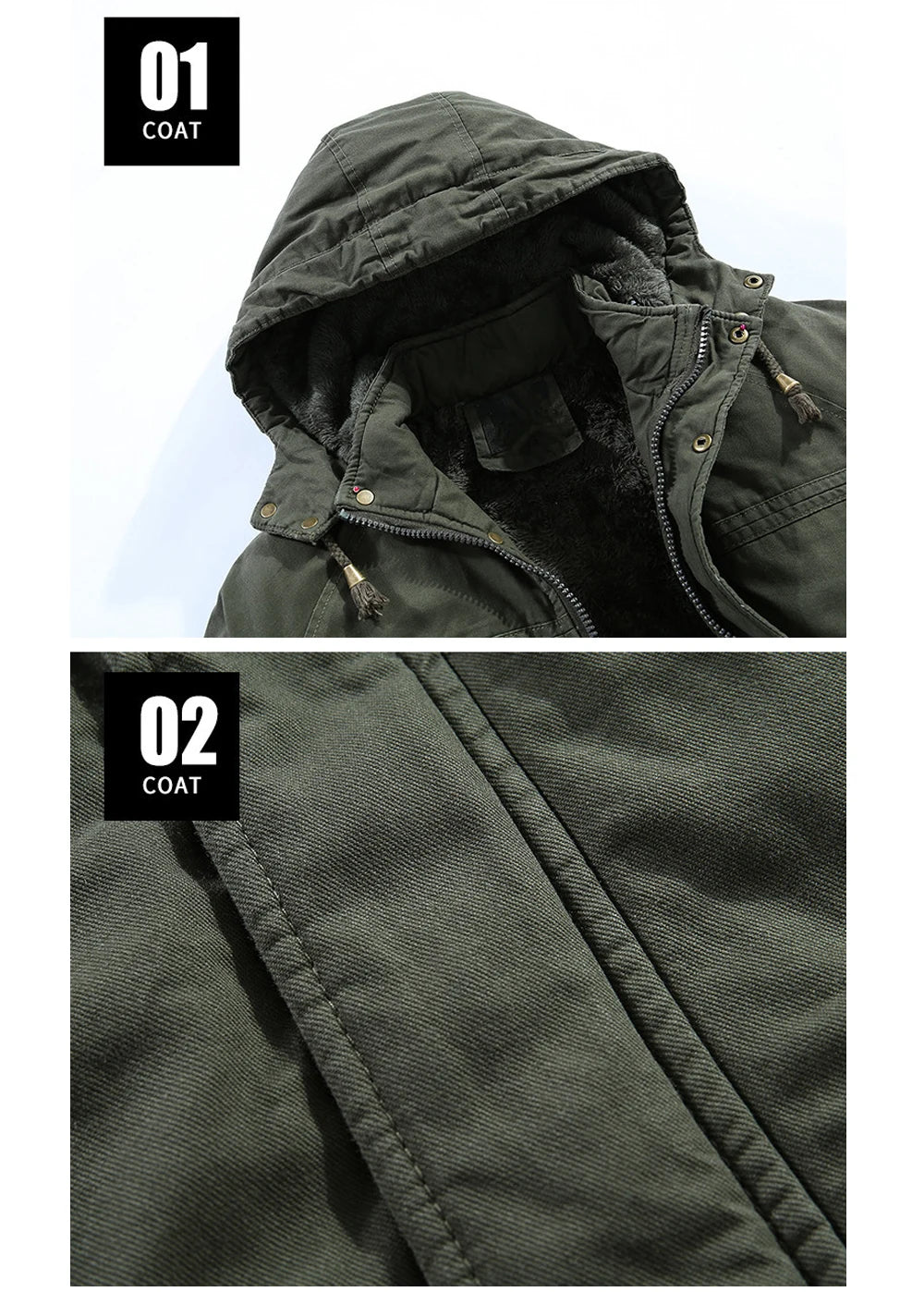 2025 Winter Men Jackets Fleece Warm Winbreaker Cotton padded Jackets Male Thicken Military Thermal Hooded jackets Clothing